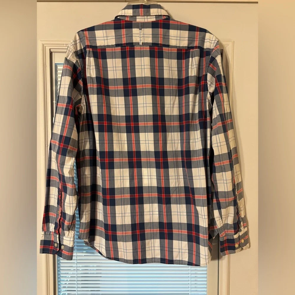 Banana Republic Men's Plaid Button-Down Shirt - Navy, White & Red 🇺🇸